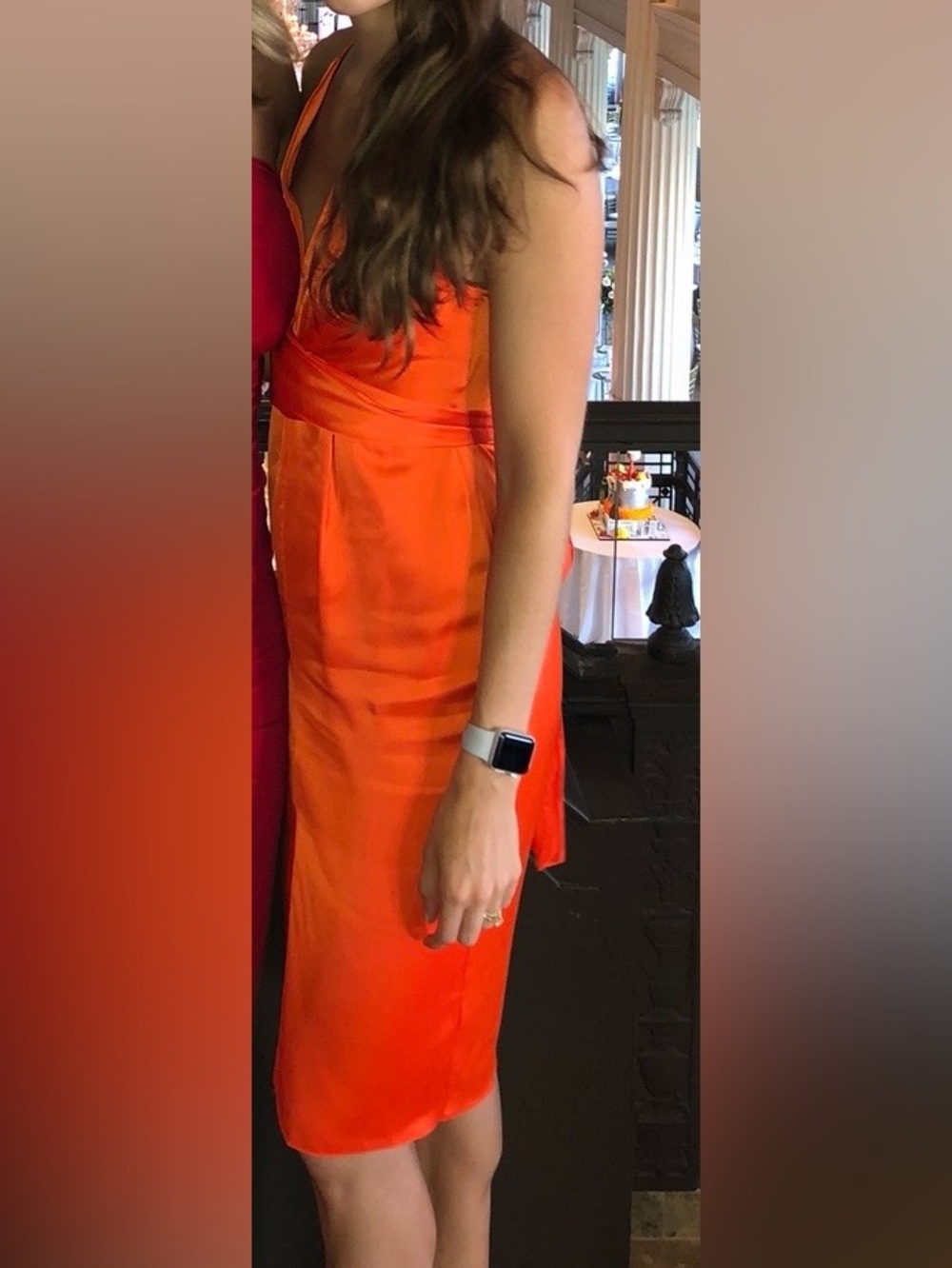ASOS Vibrant Orange Satin Midi Dress
